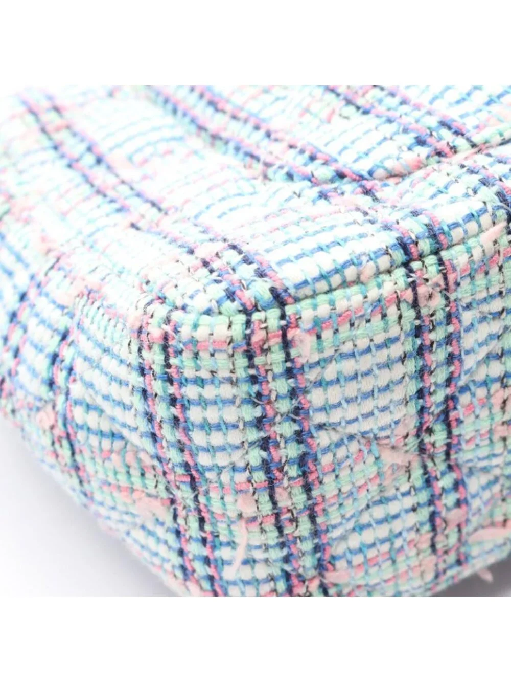 Chanel Shoulder Bag Mini Quilted 20 Mint Green Blue Fabric Chain